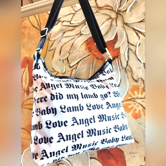 L.A.M.B. LeSportsac Gwen Stefani White Black LOVE ANGEL MUSIC BABY Purse 12"×12" - Picture 1 of 16